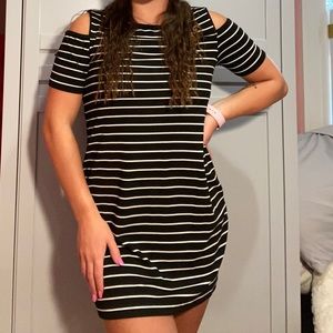 White House Black Market white&black striped dress